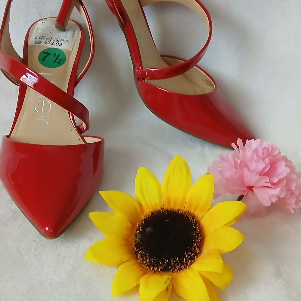 Calvin Klein Elegant Red Strappy Heels - Picture 2 of 5